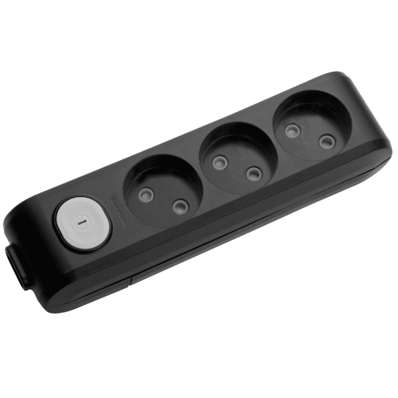 Panasonic X-tendia 3-outlet power strip with safety shutters black (WLTB02302BL-UA1)
