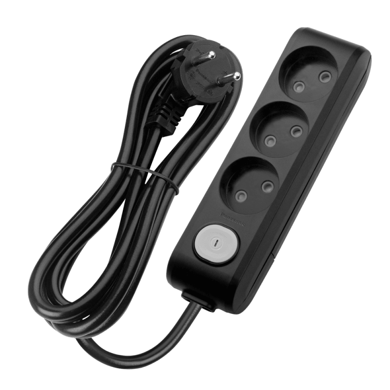 Panasonic X-tendia 3-outlet power strip with safety shutters 3 m black (WLTB02332BL-UA1)
