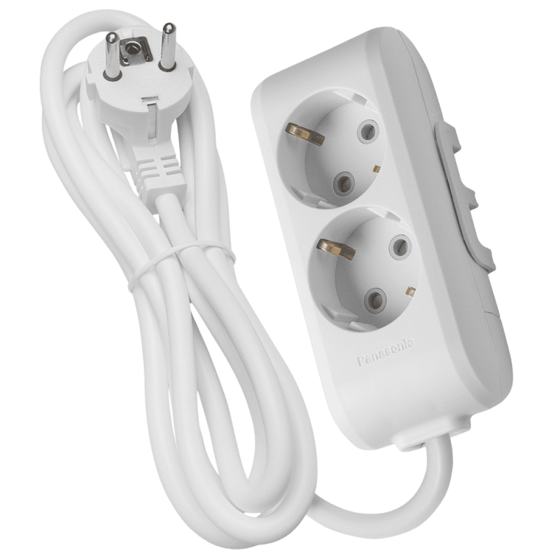 Panasonic X-tendia 2-socket extension cord with grounding and safety shutters 5 m gray (WLTB04252GR-UA1)