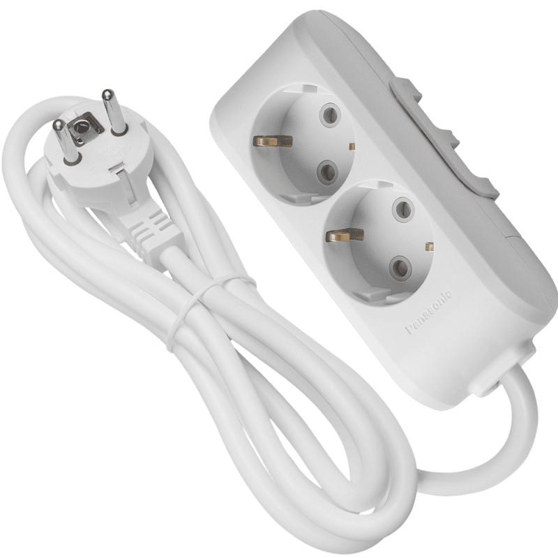 Panasonic X-tendia 2-socket extension cord with grounding and safety shutters 5 m gray (WLTB04252GR-UA1)