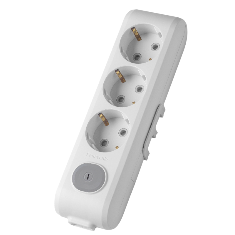 Panasonic X-tendia 3-socket power strip with grounding and safety shutters grey (WLTB04302GR-UA1)