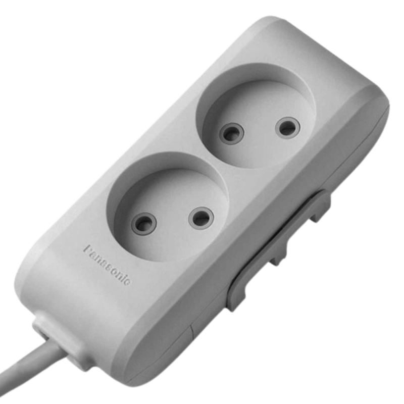 Panasonic X-tendia 2-port extension cord with protective shutters, 2 m WLTB02222GR-UA1