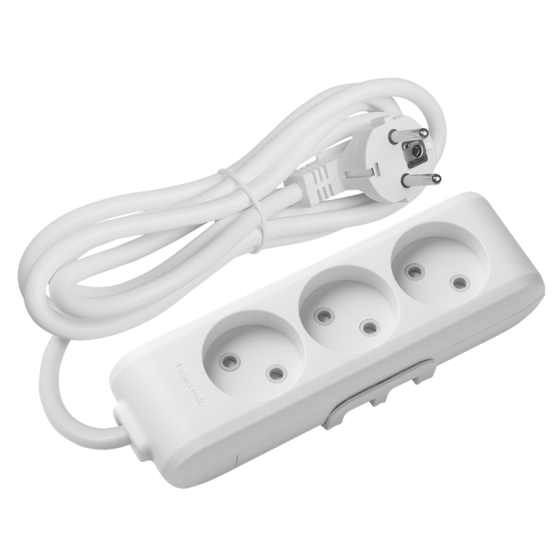 Panasonic X-tendia 3-port extension cord with protective shutters, 2 m, WLTB02322GR-UA1