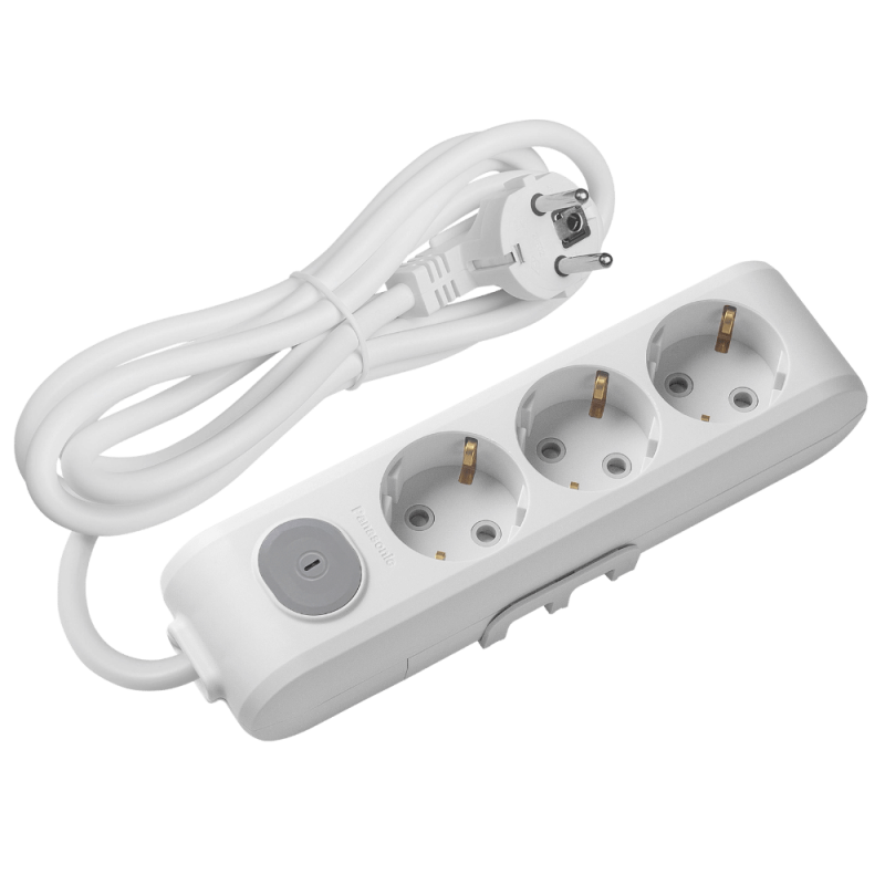 Panasonic X-tendia extension cord 3 sockets, with grounding, switch and protective shutters, 3m WLTA04332GR-UA1
