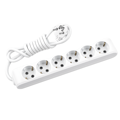 Panasonic X-tendia extension cord, 6 outlets, with grounding, protective shutters, 2 m WLTB04622GR-UA1