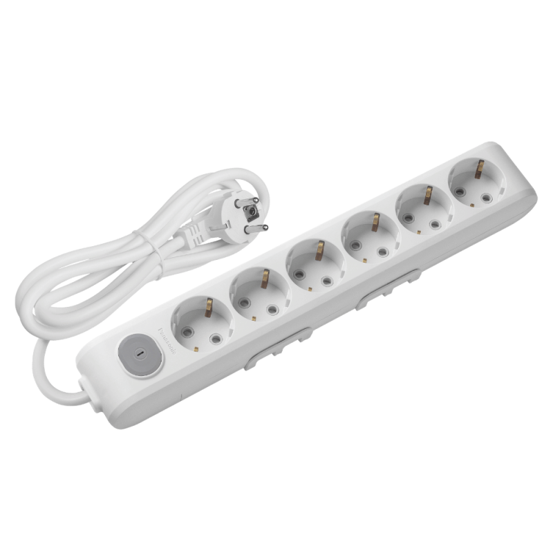 Panasonic X-tendia extension cord 6 sockets, with grounding, switch and protective shutters, 2 m WLTA04622GR-UA1
