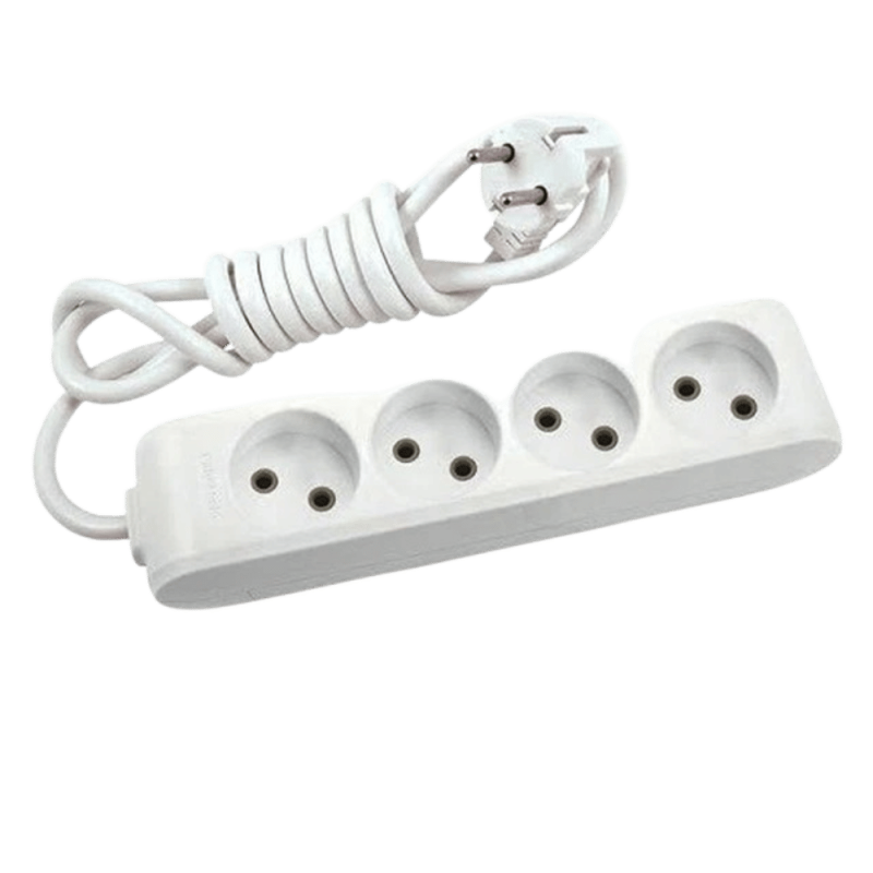 Panasonic X-tendia 4-port extension cord with protective shutters, 2 m WLTB02422GR-UA1