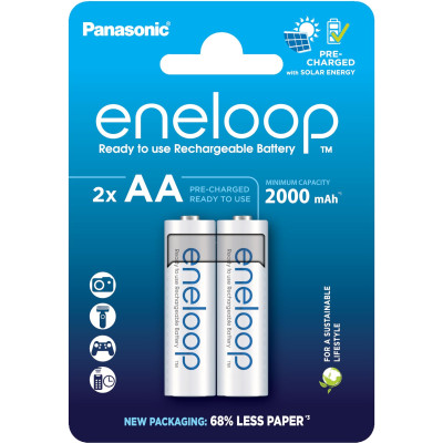 Panasonic Eneloop BK-3MCDE/2CP NI-MH Battery AA 2000 mAh, 2 pcs.