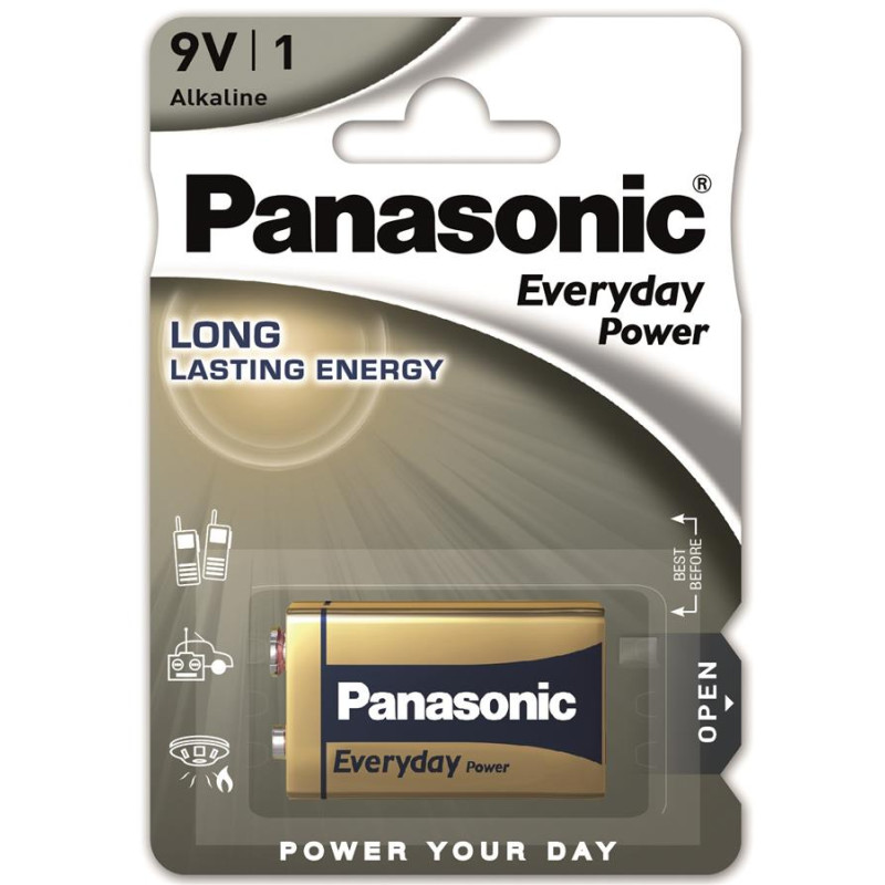Батарейка Panasonic 6LR61REE/1B EVERYDAY POWER щелочная 6LR61(6LF22, MN1604, MX1604, Крона) блистер, 1 шт.