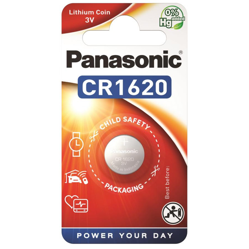 Батарейка Panasonic CR-1620EL/1B літієва CR1620 блістер, 1 шт.