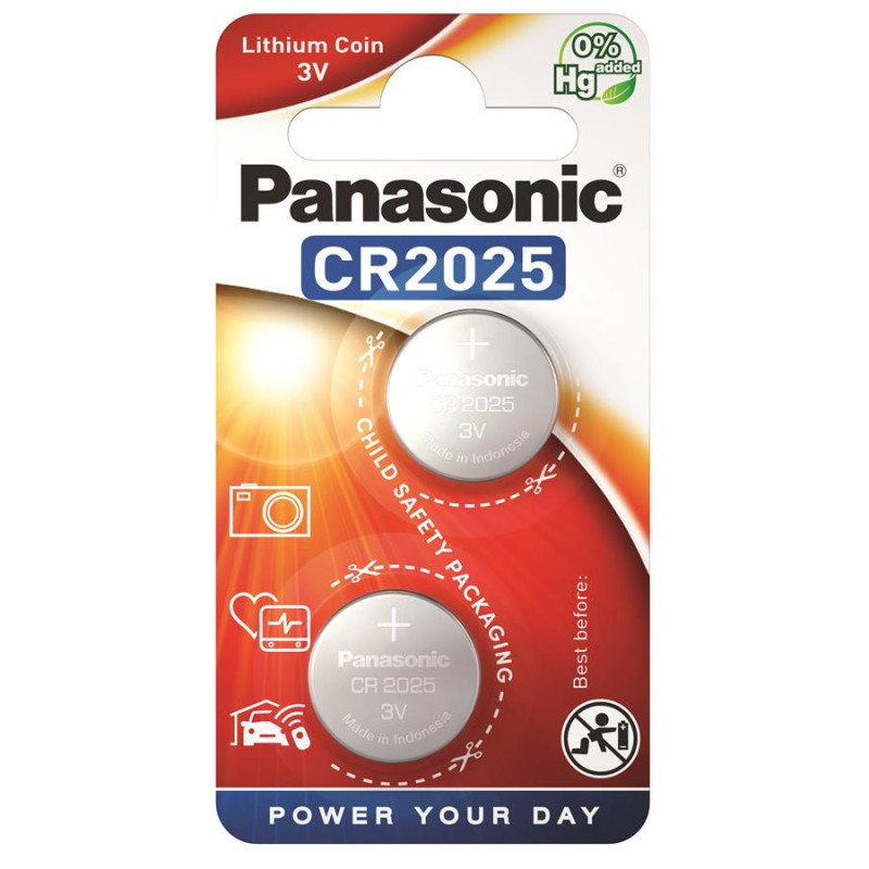 Батарейка Panasonic CR-2025EL/2B литиевая CR2025 блистер, 2 шт.