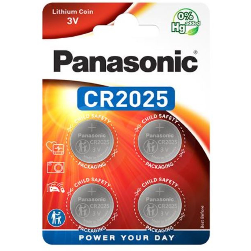 Батарейка Panasonic CR-2025EL/4B литиевая CR2025 блистер, 4 шт.