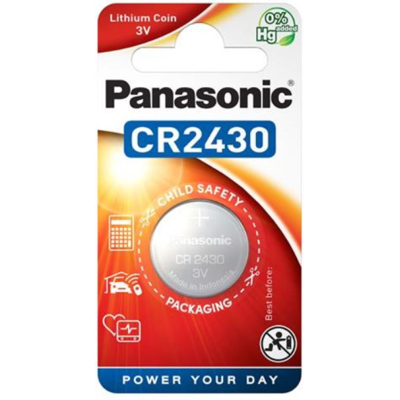 Батарейка Panasonic CR-2430EL/1B литиевая CR2430 блистер, 1 шт.