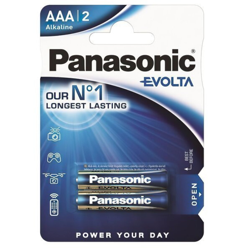 Battery Panasonic LR03EGE/2BP EVOLTA alkaline AAA blister, 2 pcs.