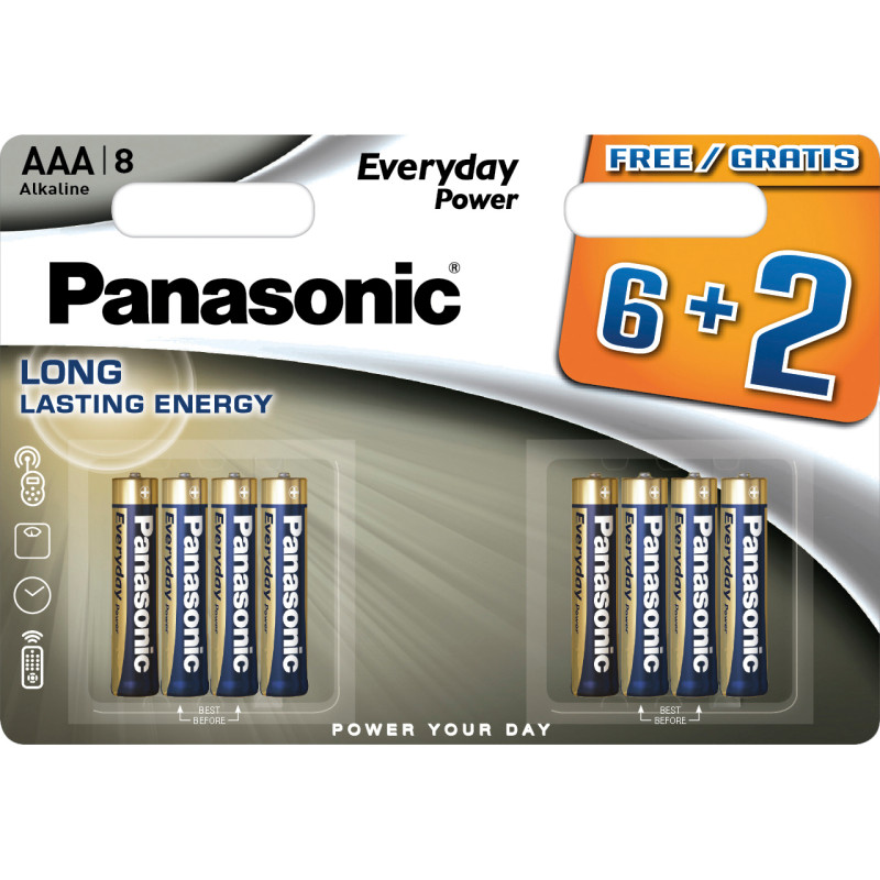 Батарейка Panasonic LR03REE/8B2F Everyday Power щелочная AAA блистер, 8 шт.