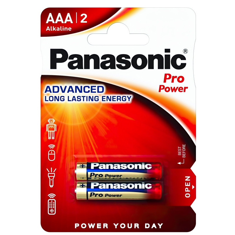 Батарейка Panasonic LR03XEG/2BP PRO POWER щелочная AAA блистер, 2 шт.