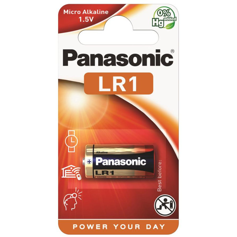 Батарейка Panasonic LR1L/1BE щелочная LR1(910А, MN9100) блистер, 1 шт.
