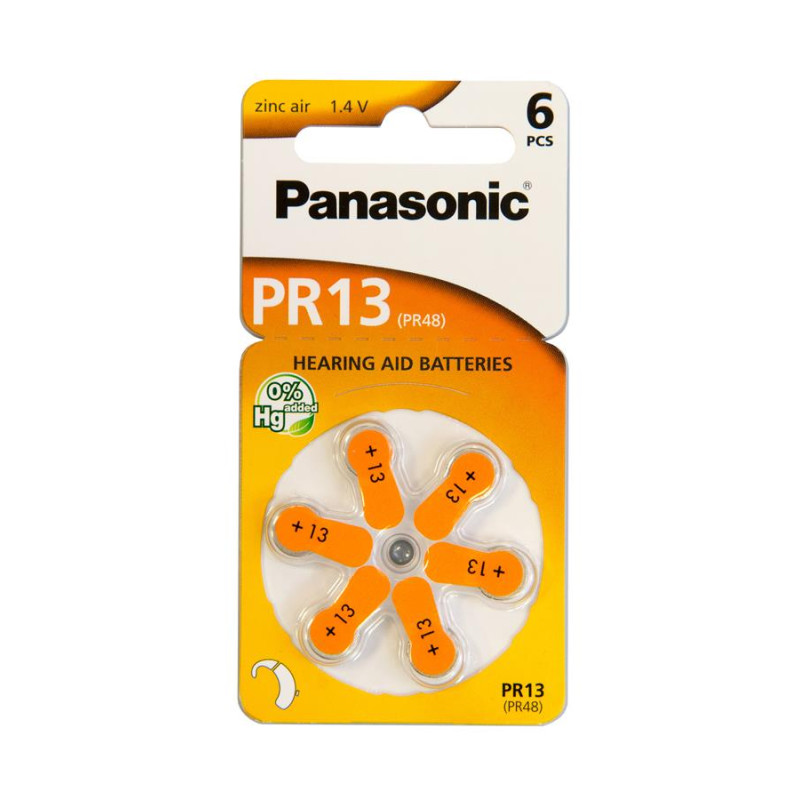 Батарейка Panasonic PR-13/6LB воздушно-цинковая PR13(PR48, AC13, DA13, AG5, ZA13) блистер, 6 шт.