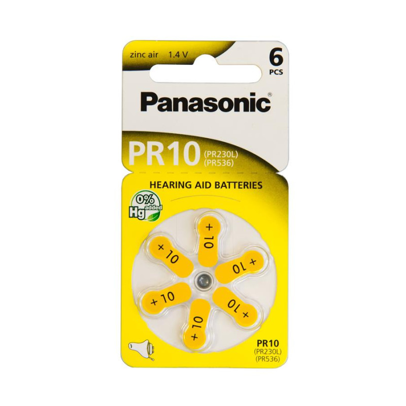 Батарейка Panasonic PR-230/6LB воздушно-цинковая PR230(10A, AC230E/EZ, ZA10, PR70, DA10) блистер, 6 шт.