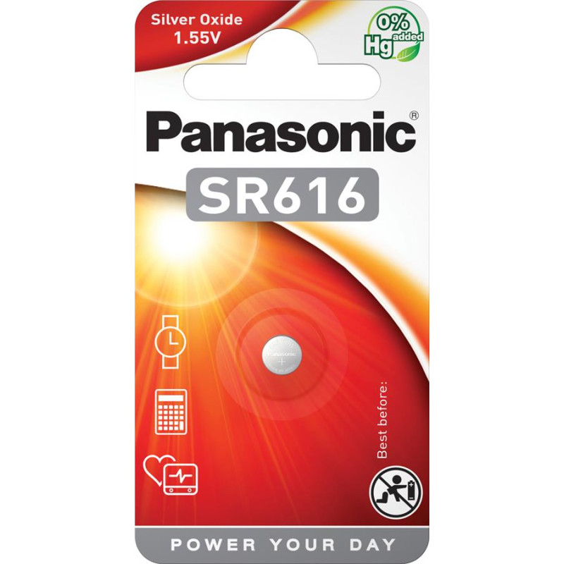 Батарейка Panasonic SR-616EL/1B серебро-цинковая SR616(321, V321, D321) блистер, 1 шт.