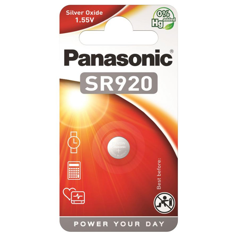 Батарейка Panasonic SR-920EL/1B серебро-цинковая SR920(370, V370, D370) блистер, 1 шт.