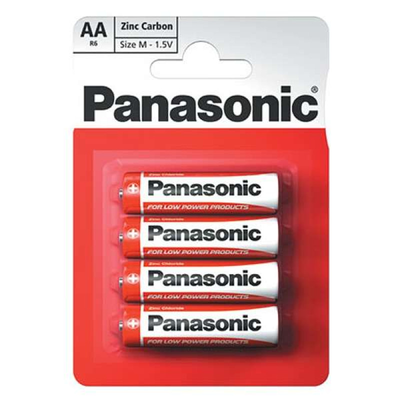 Батарейка Panasonic R6REL/4BPR RED ZINC угольно-цинковая AA(R6) блистер, 4 шт.