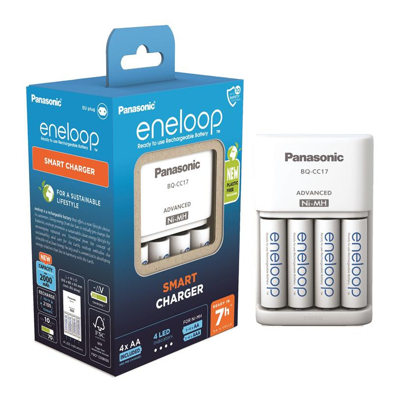 Зарядное устройство Panasonic K-KJ17MCD40E Advanced Charger+ Аккумулятор Eneloop NI-MH AA 2000 мАч, 4 шт.