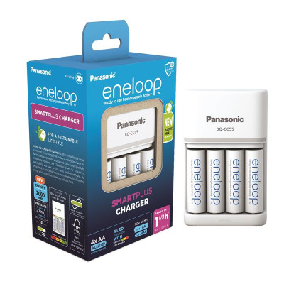 Panasonic K-KJ55MCD40E Smart-Quick Charger + Eneloop NI-MH AA 2000 mAh Battery, 4 pcs.