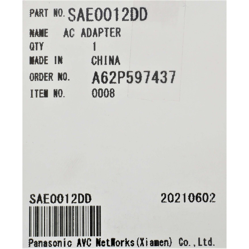 AC adapter for camcorder Panasonic SAE0012DD